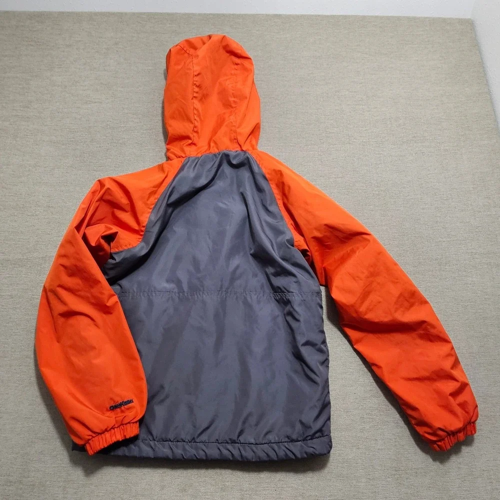 OshKosh Bgosh‎ Boys Orange Grey Colorblock Anorak Windbreaker Jacket Size 12 *